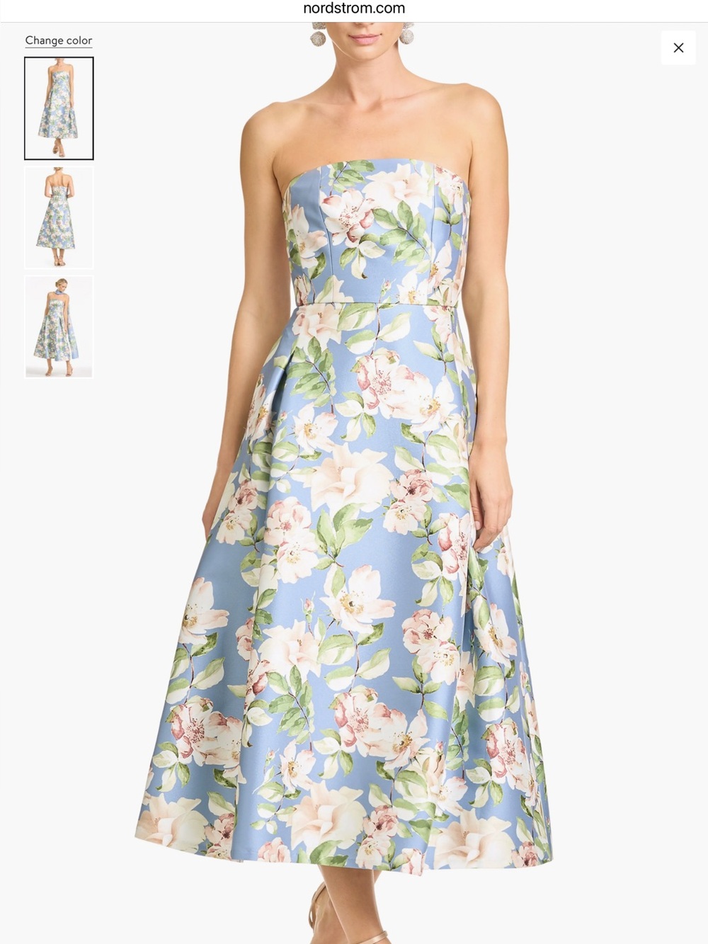 Sachin Babi Shay Floral Strapless Cocktail MIDI Dress size 2